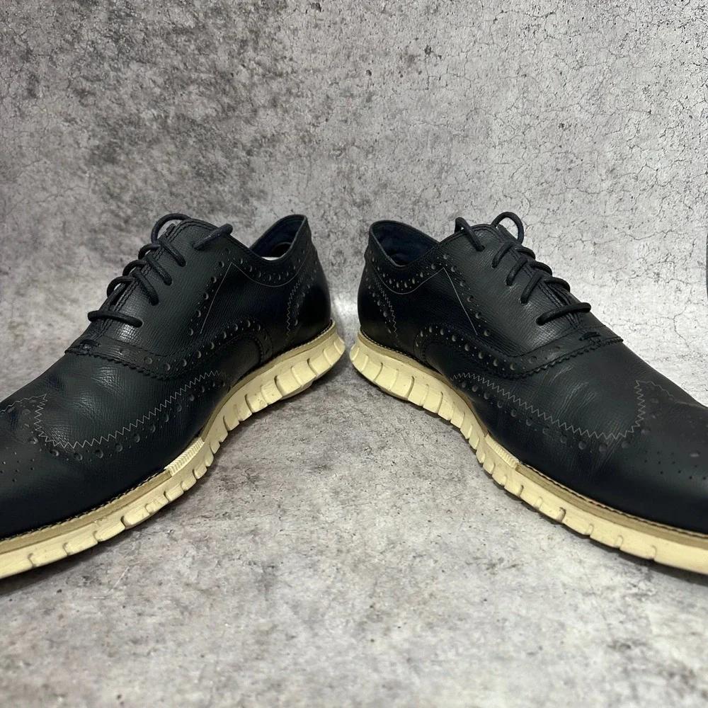 Cole Haan Zerogrand Oxford Mens 13 Navy Blue Wingtip Brogue Leather C20753